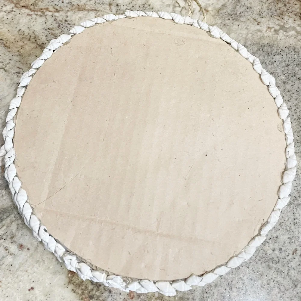 Ivory Coastal Inspired Seashell Starfish Hand Crafted Round Wall Mirror